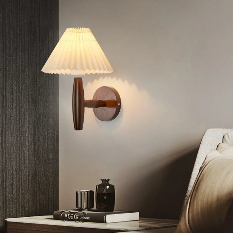 Wooden Wall Lamp Fabric Shade Wall Light