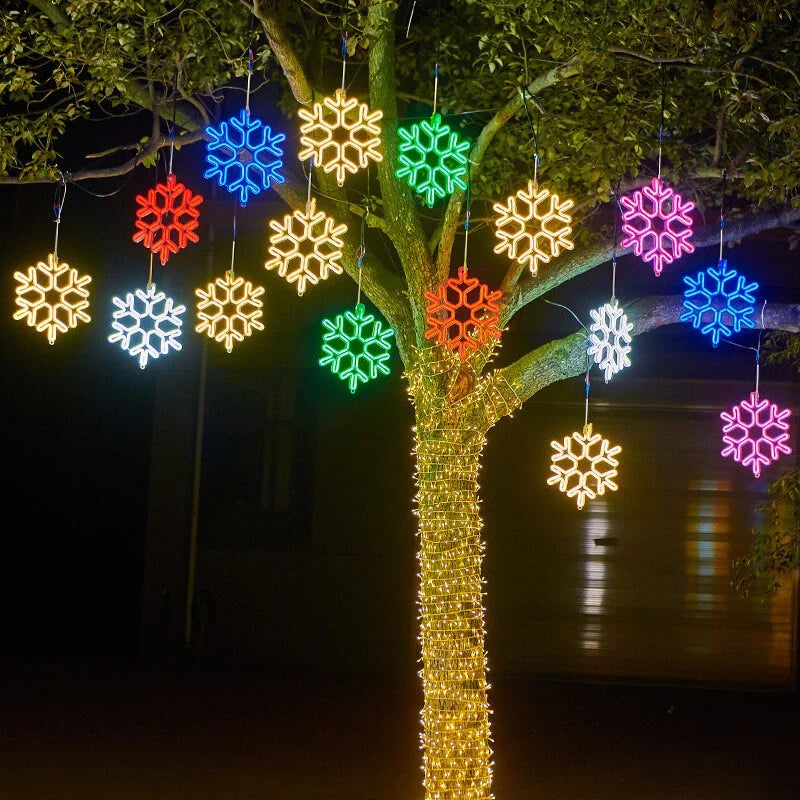 Wasserdichte LED-Schneeflockenlichter für festliche Winterdekoration zuhause