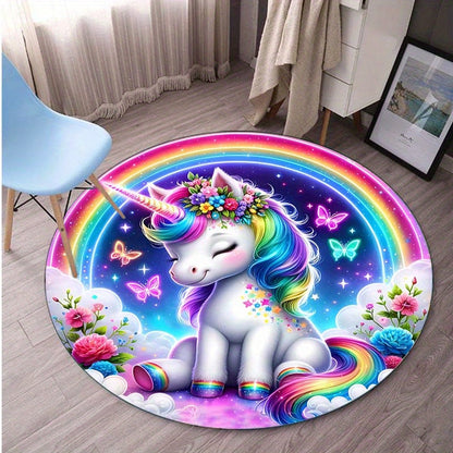 Anti-Rutsch Teppich Regenbogen-Einhorn für Kinderzimmer und Spielbereich