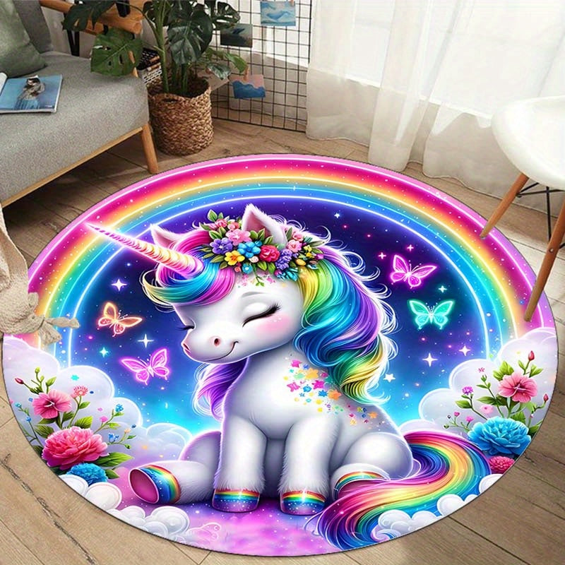 Anti-Rutsch Teppich Regenbogen-Einhorn für Kinderzimmer und Spielbereich