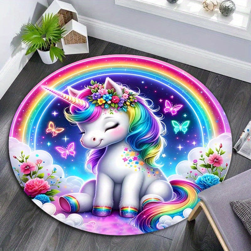 Anti-Rutsch Teppich Regenbogen-Einhorn für Kinderzimmer und Spielbereich