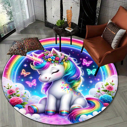 Anti-Rutsch Teppich Regenbogen-Einhorn für Kinderzimmer und Spielbereich