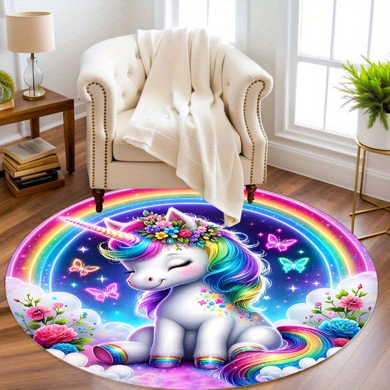 Anti-Rutsch Teppich Regenbogen-Einhorn für Kinderzimmer und Spielbereich