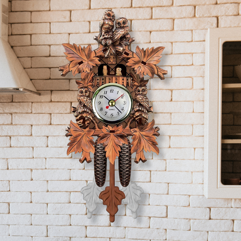 Wanduhr aus Holz im Vintage Wald-Stil für Zuhause und Büro