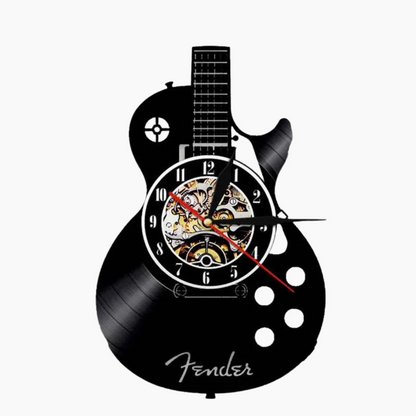 Wanduhr Gitarre im Vinyl Design für Musikliebhaber – Stilvolle Wanddekoration