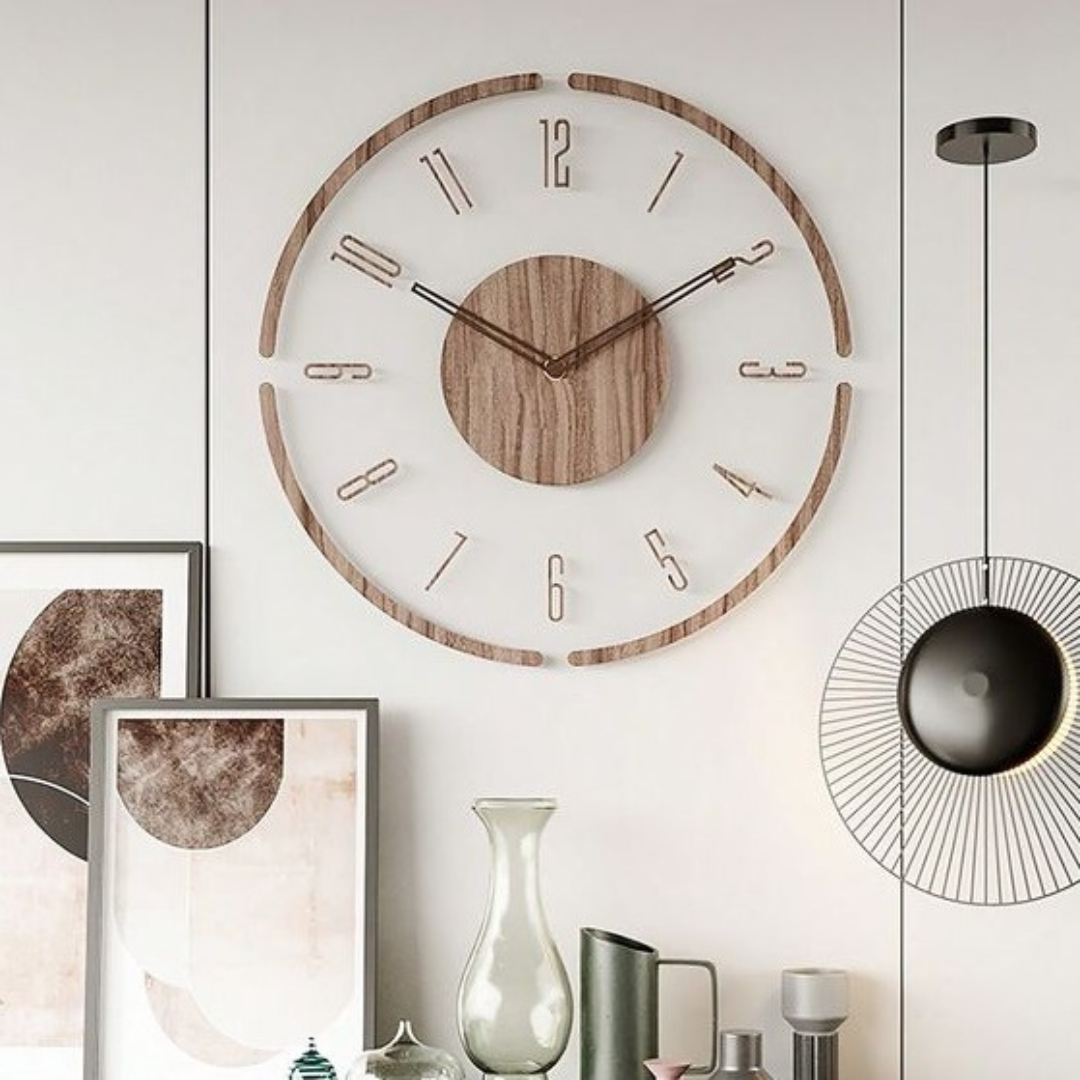 Minimalistische Wanduhr 35 cm aus Massivholz für Zuhause und Büro