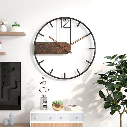 Edelstahl Wanduhr mit Walnussholz für modernes Wohndesign und Büro