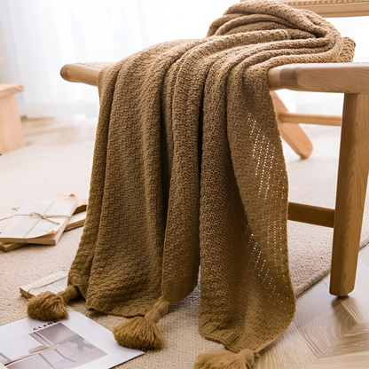 Waffelstruktur Strickdecke für gemütliche Abende im Wohnzimmer