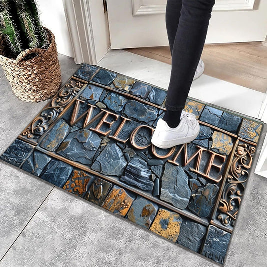 3D Stein Fußmatte stilvoll für einladenden Eingang im Haus oder Büro