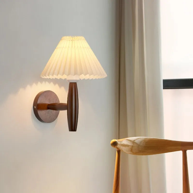Wooden Wall Lamp Fabric Shade Wall Light