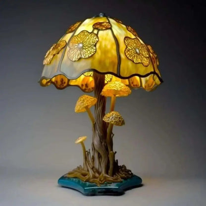 Vintage Pilz Tischlampe aus Glas für Wohnzimmer und Bürobeleuchtung