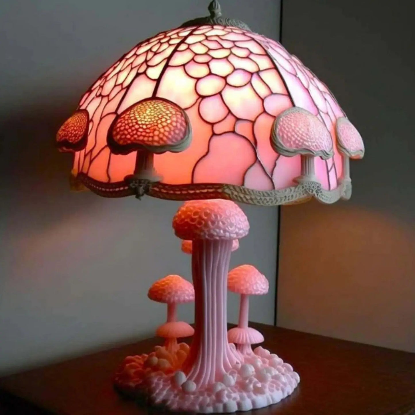 Vintage Pilz Tischlampe aus Glas für Wohnzimmer und Bürobeleuchtung