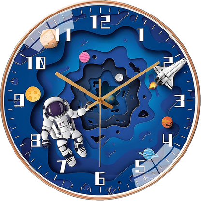 Astronauten Wanduhr Kinder im Weltraumdesign für Zimmerdekoration