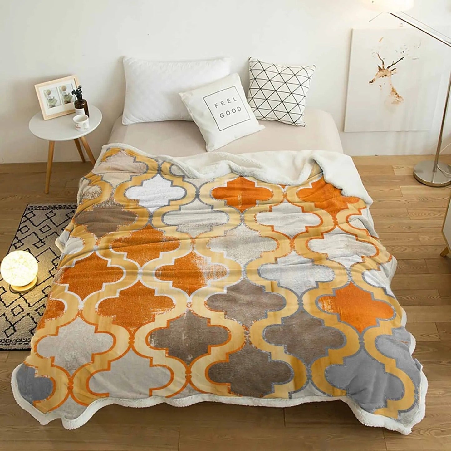 Cashmere-Decke Orange Vintage mit marokkanischem Design für Zuhause