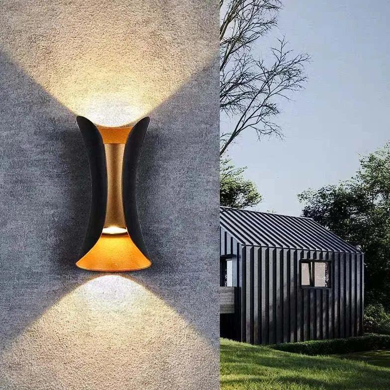 LED Wall Lanterns Outdoor Black Gold Finish